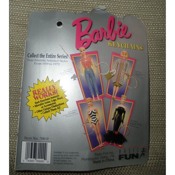 NEW 1995 VINTAGE, by BASIC FUN #700-0, BARBIE BLONDE KEYCHAIN (4" TALL) - Picture 9 of 9